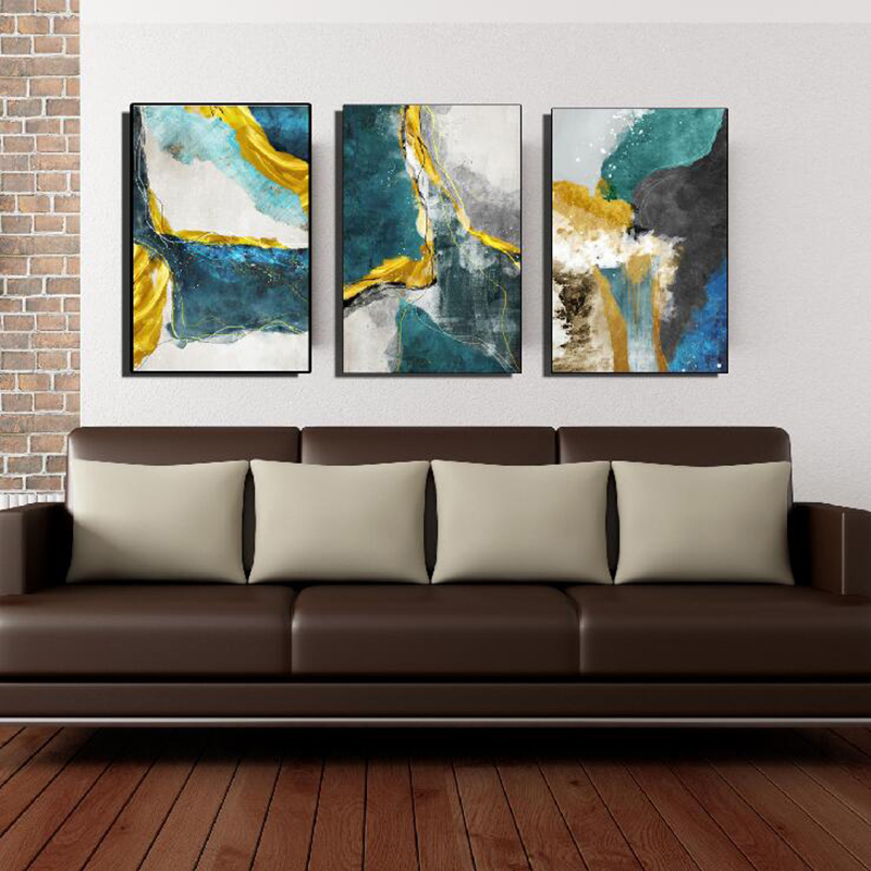 Nordic Poster Abstract Green Gold Lines Wall Decorations Art Cuadros Prints For Living Room Modern Home Decor Canvas Paintings