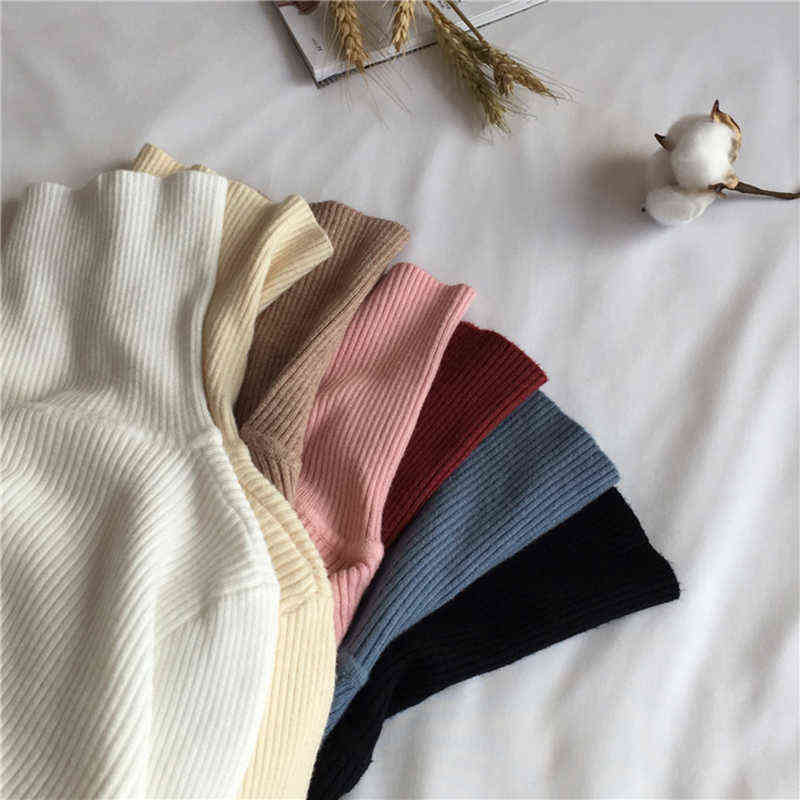 Autumn Winter Thick Sweater Women Knitted Ribbed Pullover Sweater Long Sleeve Turtleneck Slim Jumper Soft Warm Pull Femme 211109