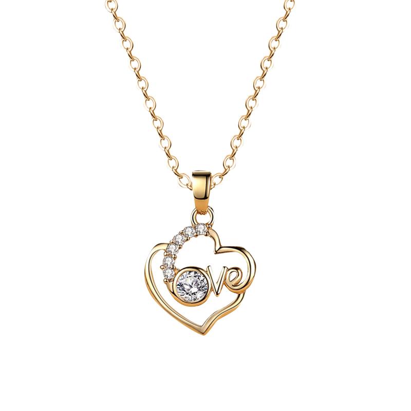 Pendant Necklaces Fashion Design Women Daily Micro-inlaid Heart Letter Necklace Wild Temperament Ladies Valentine's Day Gifts, Silver
Pendant Necklaces Fashion Design Women Daily Micro-inlaid Heart Letter Necklace Wild Temperament Ladies Valentine's Day Gifts, Silver