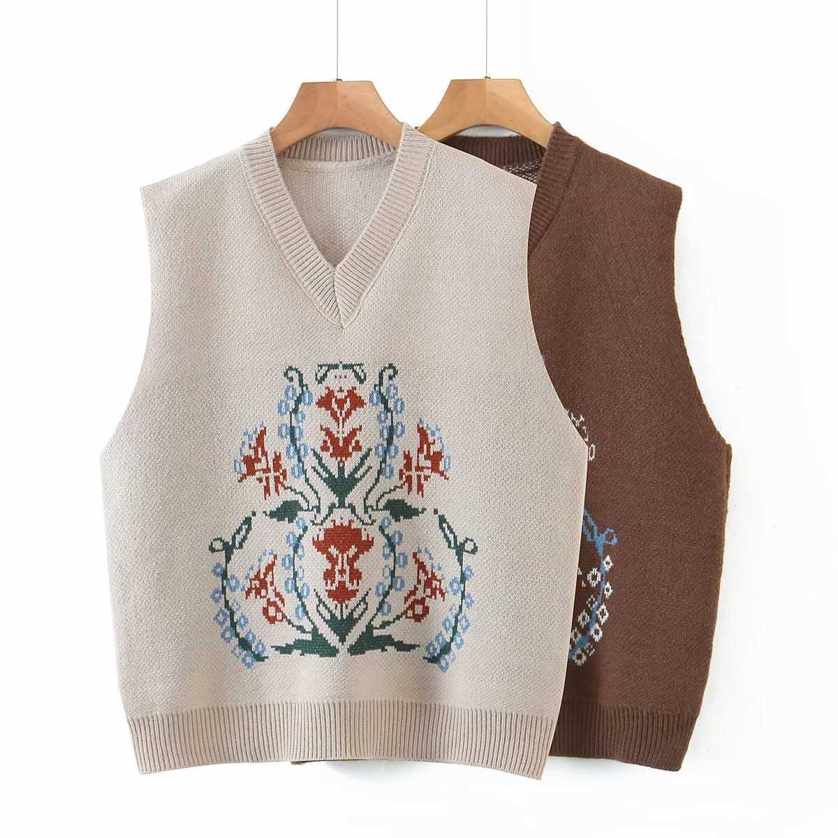 Women Knit Sweater Vest Jacquard Sleeveless Casual Retro Vintage Chic Woman Knitted Sweaters Pullovers Tops 210709, Beige
Women Knit Sweater Vest Jacquard Sleeveless Casual Retro Vintage Chic Woman Knitted Sweaters Pullovers Tops 210709, Beige