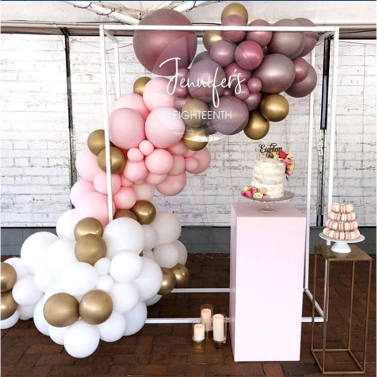 Shiny Gold Rectangle Arch with Plinths Welcome Sign Rack Wedding Decoration Pergola Flower Balloon Backdrops Stand Metal Frame Party Home DIY Backgrou