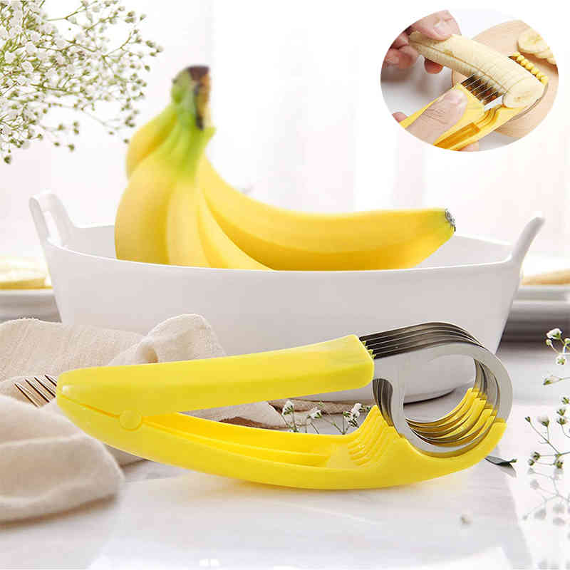 New Banana Cutter Fruit Vegetable Sausage Stainless Steel Slicer Salad CutterTools Cooking Tools Kitchen Accessories Gadgets