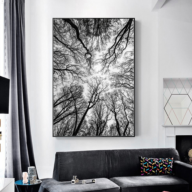 Wall Art Black White Tree Painting Decoration Picture For Living Room Canvas Prints Posters Modern Landscape Art No Frame