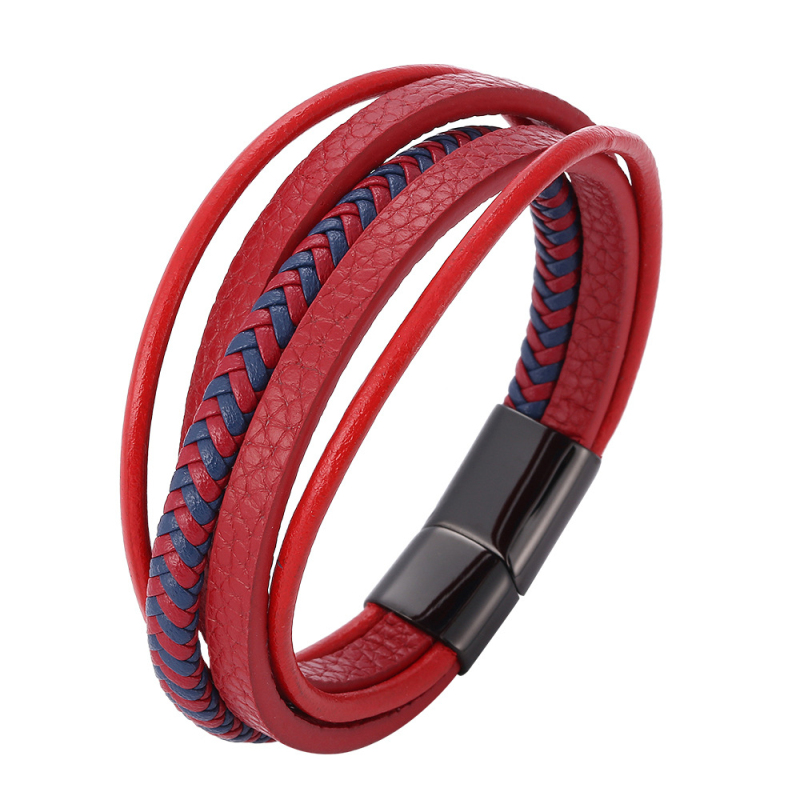 Creativity Multilayer Leather Magnetic Buckle Bangle Bracelets for Men Women Lovers Gift