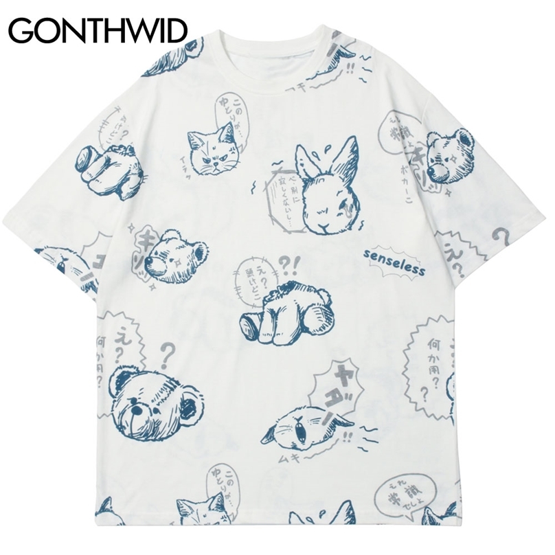 Tshirts Funny Japanese Bear Rabbit Cat Print Short Sleeve Tees Shirts Men Harajuku Hip Hop Caual Streetwear Casual Tops 210602, White
Tshirts Funny Japanese Bear Rabbit Cat Print Short Sleeve Tees Shirts Men Harajuku Hip Hop Caual Streetwear Casual Tops 210602, White