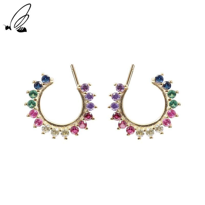 Stud S'STEEL 925 Sterling Silver Colorful Zircon Ear Accessories Color Earrings For Women's 2021 Trend Personalized Jewelry, Golden;silver
Stud S'STEEL 925 Sterling Silver Colorful Zircon Ear Accessories Color Earrings For Women's 2021 Trend Personalized Jewelry, Golden;silver