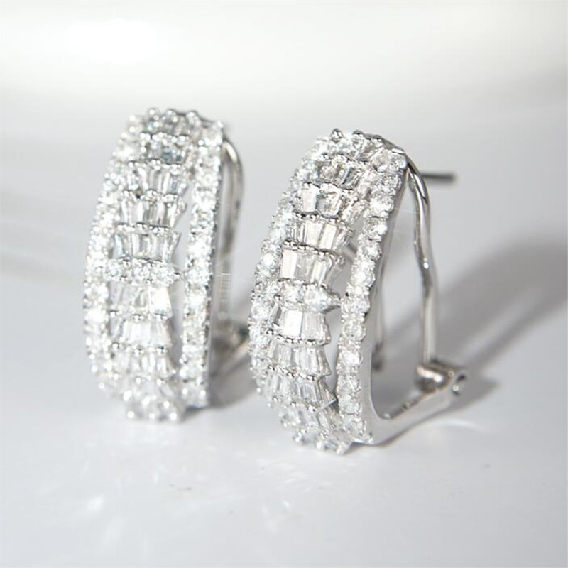 Sterg Sier Ear Cuff: Princess Cut White Topaz & CZ Eternity Wedding Clip Earrings