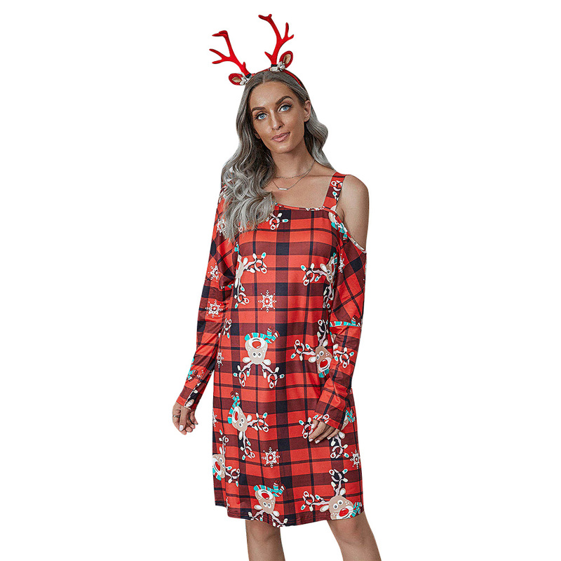 Christmas dress new multicolor plaid printed flowers off-shoulder long-sleeved elk snowman Christmas women's clothing, Black;gray
Christmas dress new multicolor plaid printed flowers off-shoulder long-sleeved elk snowman Christmas women's clothing, Black;gray