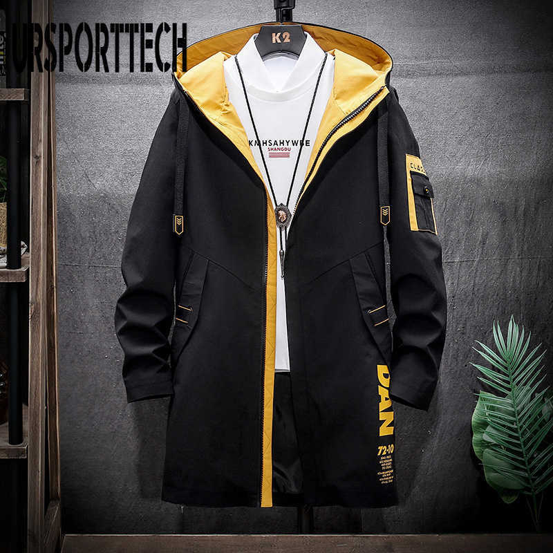 Autumn Jacket Men's Clothing Spring Casual Long Bomber Streetwear Men Windbreaker Black Japan Style Fashion Coats 210811