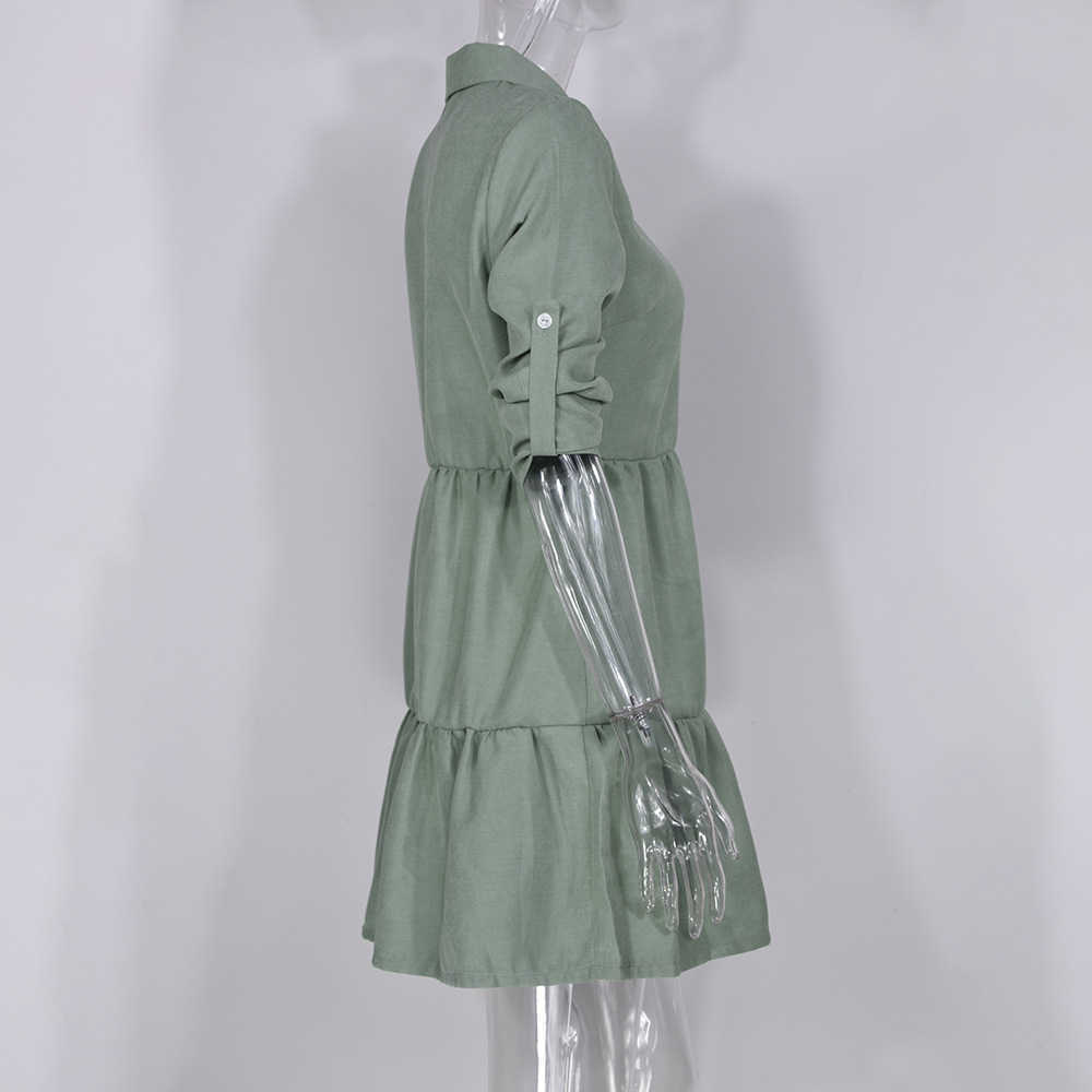 Yhzbhzym Shirt Dress Women Turn Down Office Long Sleeve Mini Dress Elegant Blue Sexy Party Dresses Vestidos De Mujer Bing 210630