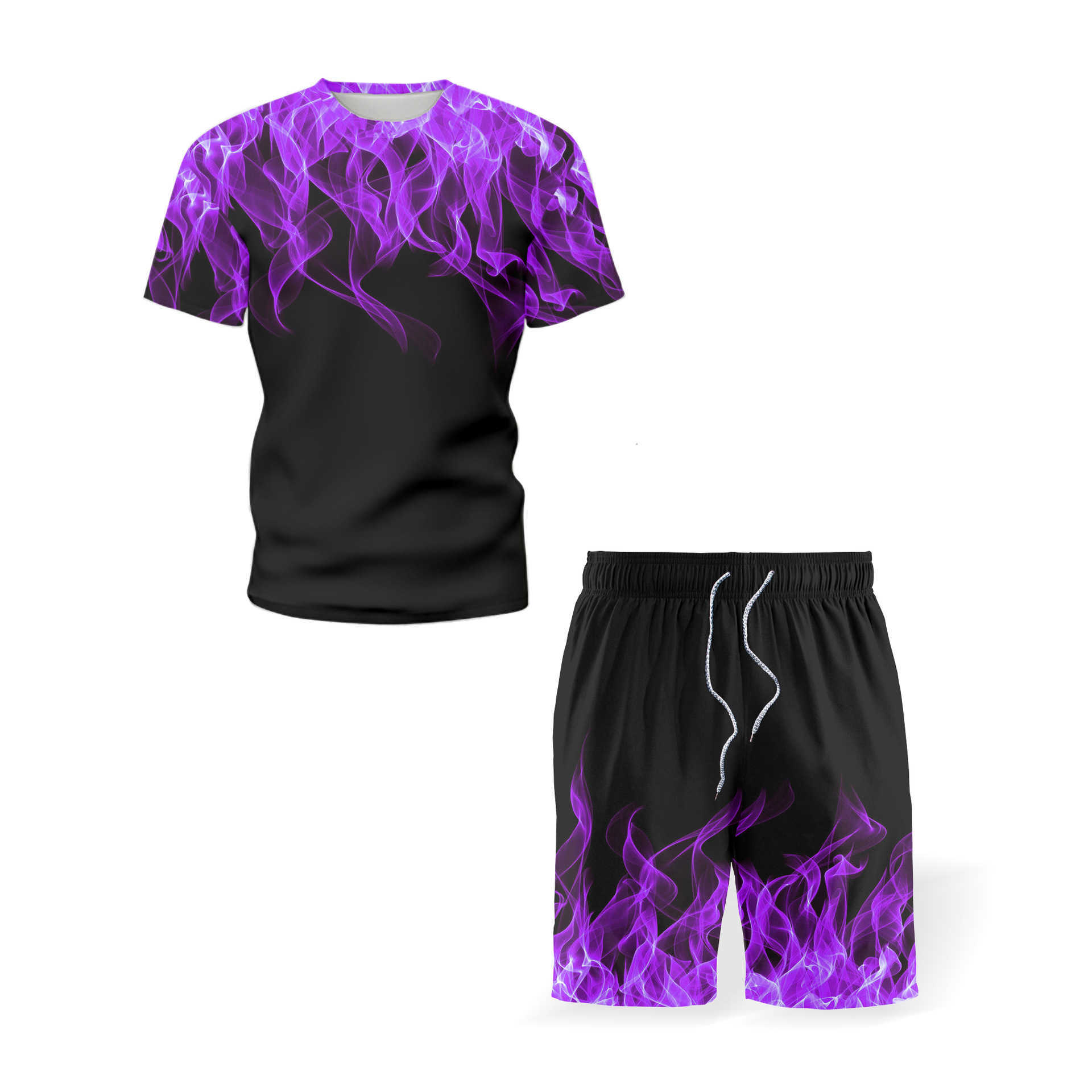 Men Multicolor Printing Tracksuit T-shirt+Shorts Fashion Clothing Men 2 Piece Set Mens Suits Short Sleeve Short Sets Summer 210603