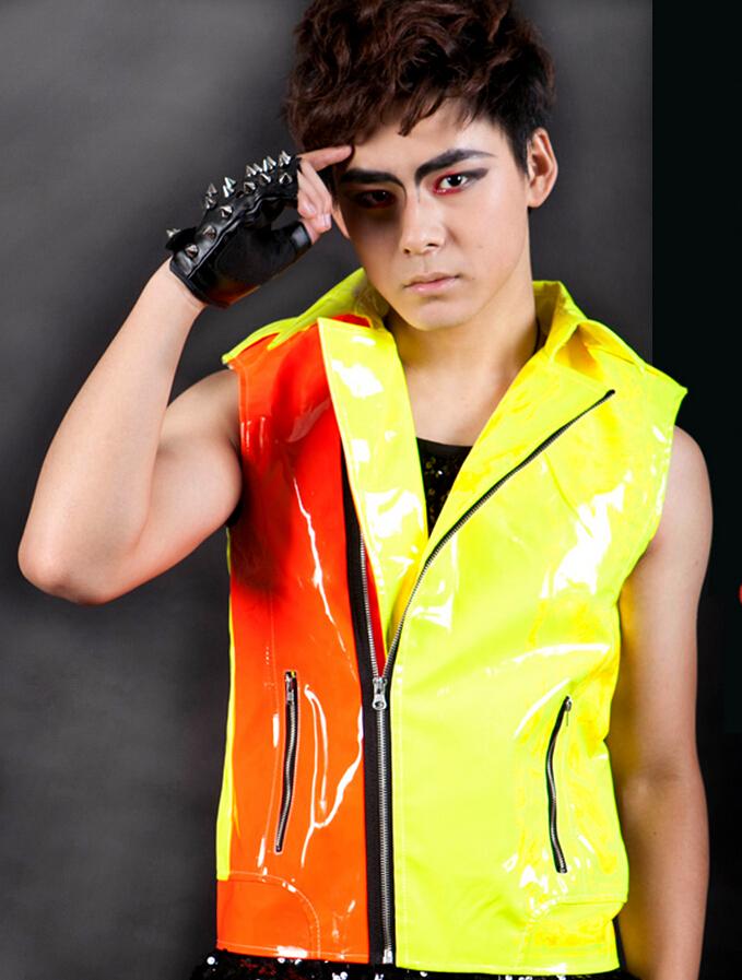 Men's Vests -XXXL ! 2021 Fashion Clothing Personalized Neon Color Block Motorcycle Leather Vest Costume Singer Costumes, Multi
Men's Vests -XXXL ! 2021 Fashion Clothing Personalized Neon Color Block Motorcycle Leather Vest Costume Singer Costumes, Multi