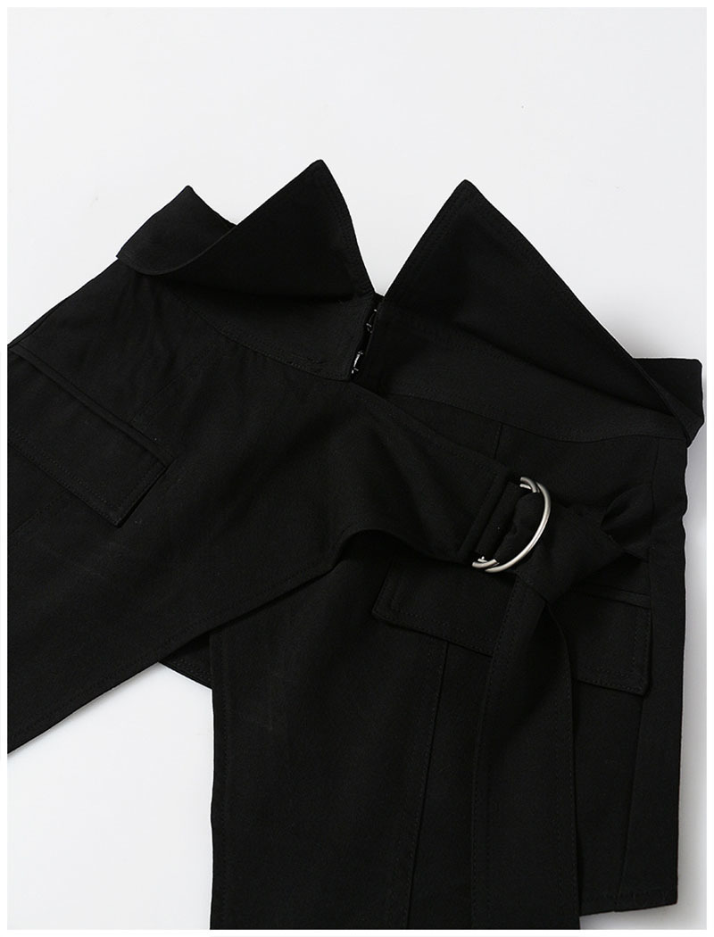 [EAM] High Waist Black Irregular Slit Slim Sashes Mini Half-body Skirt Women Fashion Spring Autumn 1DD7362 210512