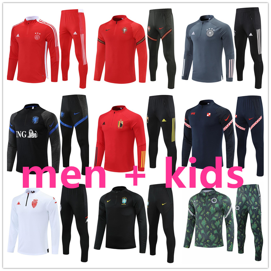 2122 Netherlands Ajax Belgium Germany Portugal Monaco Croatia Nigeria kids Men soccer tracksuit tracksuits football training suits kit desig, Black
2122 Netherlands Ajax Belgium Germany Portugal Monaco Croatia Nigeria kids Men soccer tracksuit tracksuits football training suits kit desig, Black