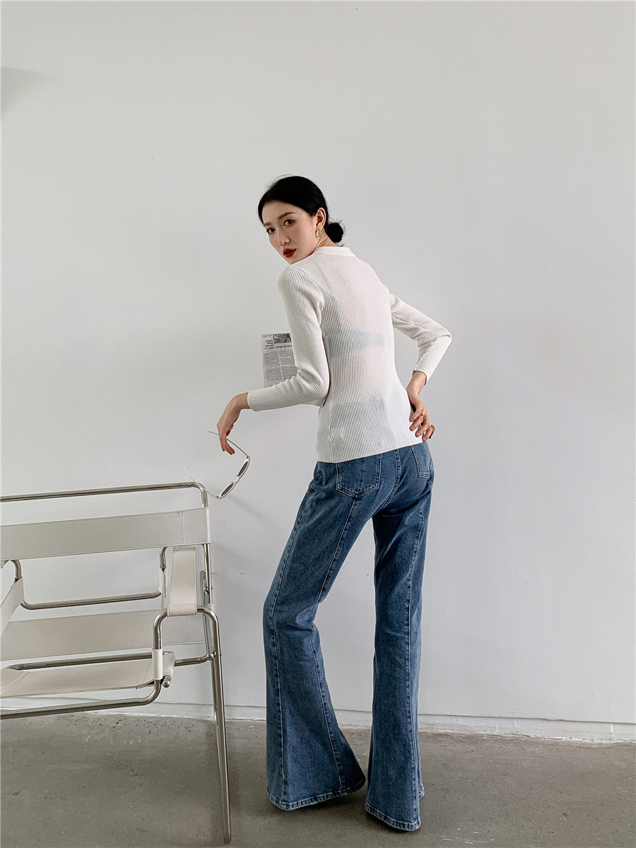 White Cardigan Sweater Women Double Breasted Bodycon Knitted With Collar Knitwear Knit Top Autumn Winter 210427