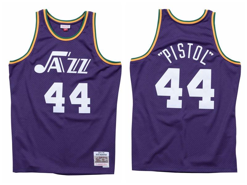 Men New Orleans Jazz Pete Maravich 44 Mitchell & Ness Teal Road 1974-75 Hardwoods Classics Swingman Jersey, Black
Men New Orleans Jazz Pete Maravich 44 Mitchell & Ness Teal Road 1974-75 Hardwoods Classics Swingman Jersey, Black