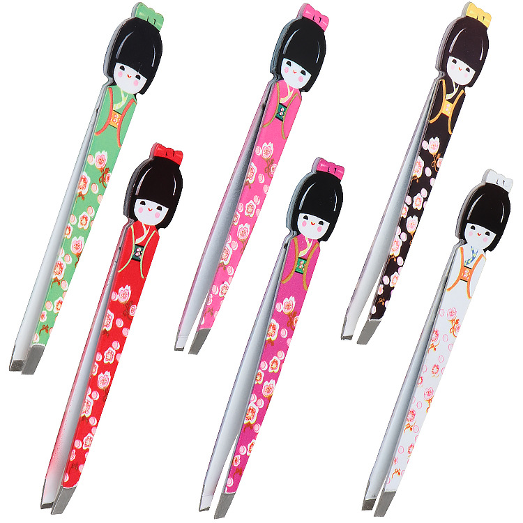 Eyelashes Tweezers Japanese Doll Eyebrow Hair Removal Curler Stainless Steel Clips Accessories Makeup Tool for Beauty 6 Colors to Choose