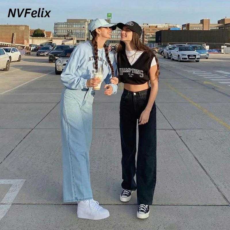 Summer Baggy Jeans Women Comfort Wide Leg Denim Pants Casual High Loose Straight Trousers Femme Plus Size Cotton 210922