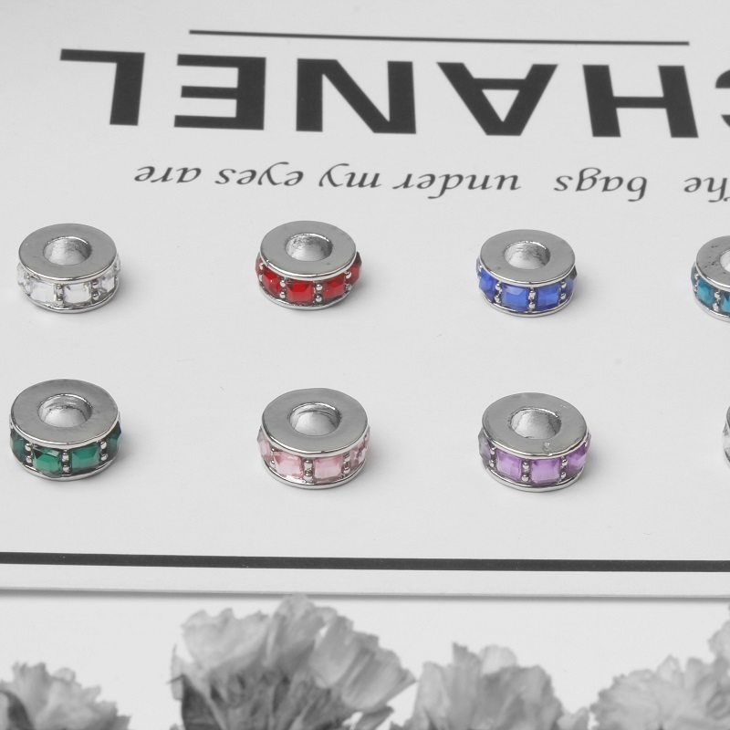 Fits Bracelets 30pcs Multicolour Crystal Spacer Silver Charms Bead Charm Beads For Wholesale Diy European Sterling Necklace Jewelry