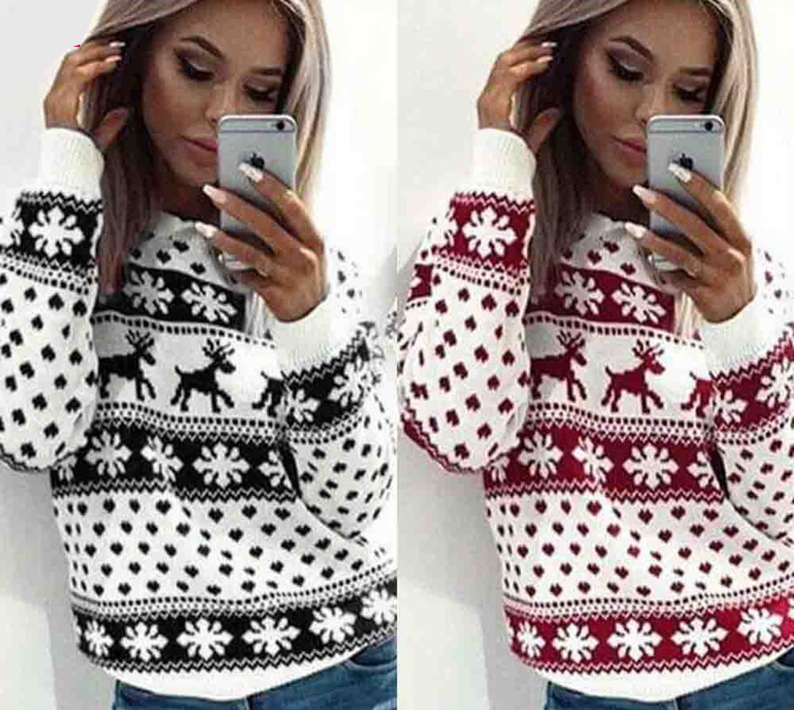 Christmas Snowflake Women Hoodies Casual O Neck Long Sleeve Cartoon Deer Printed Sweatshirt Ladies Jumper Xmas Pullover Tops 210507