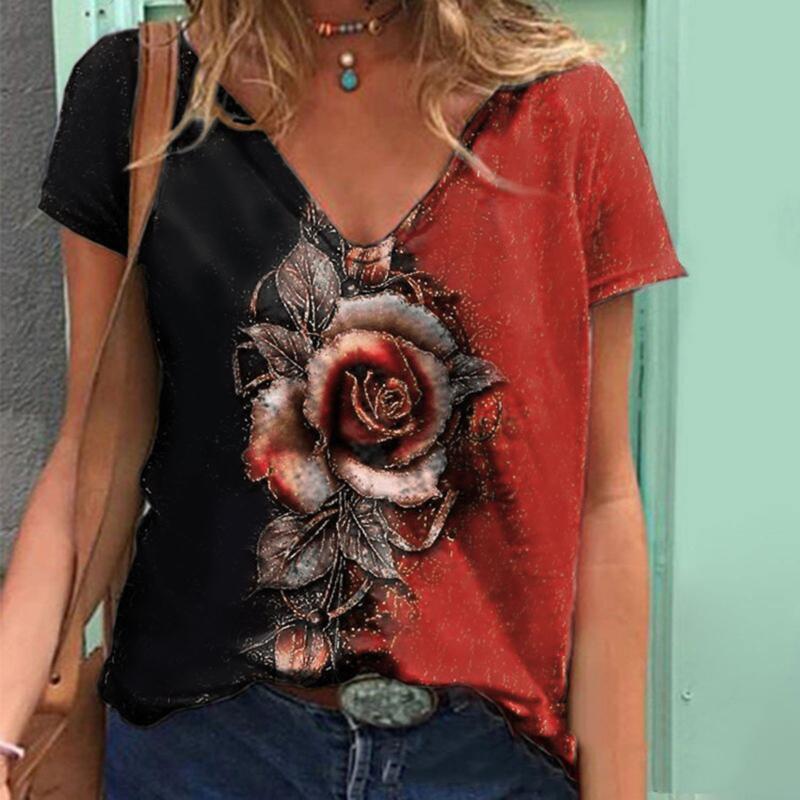 Women' Blouses & Shirts Womens V-neck Blouse Fashion Rose Print Short Sleeves Loose Casual Shirt Blusas Mujer De Moda Vetement Femme 2021, Green
Women' Blouses & Shirts Womens V-neck Blouse Fashion Rose Print Short Sleeves Loose Casual Shirt Blusas Mujer De Moda Vetement Femme 2021, Green