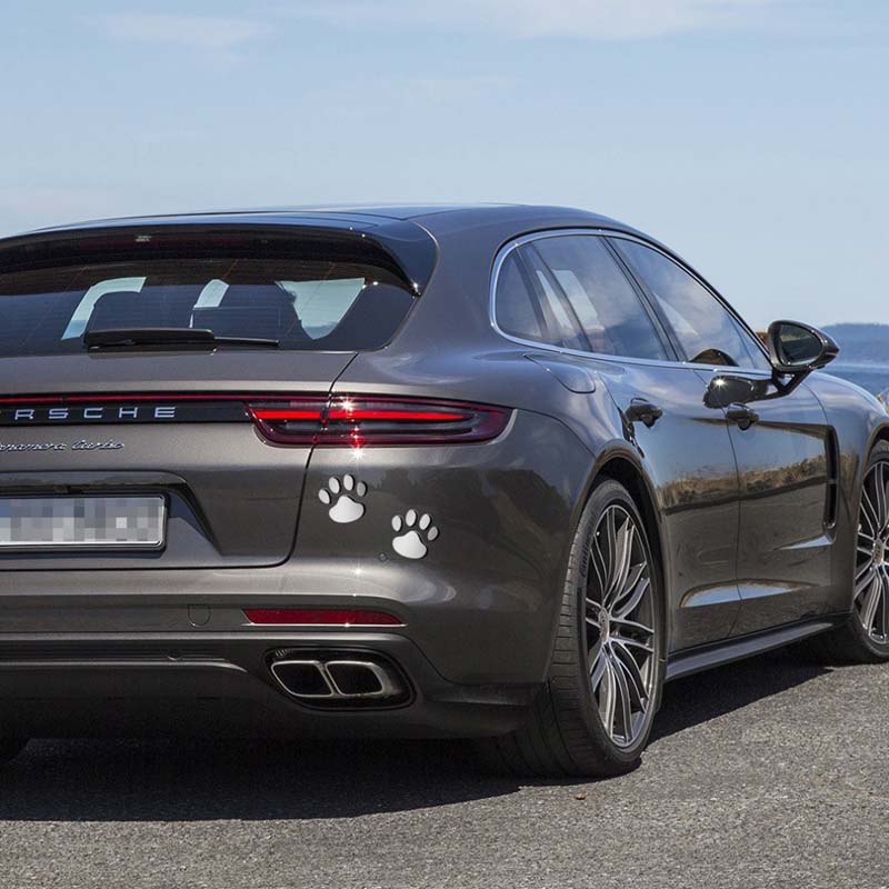 Cute Animal Paw Print Stickers - 2 Decals Set for Car, Laptop, Bike, Door with Waterproof 3D Design