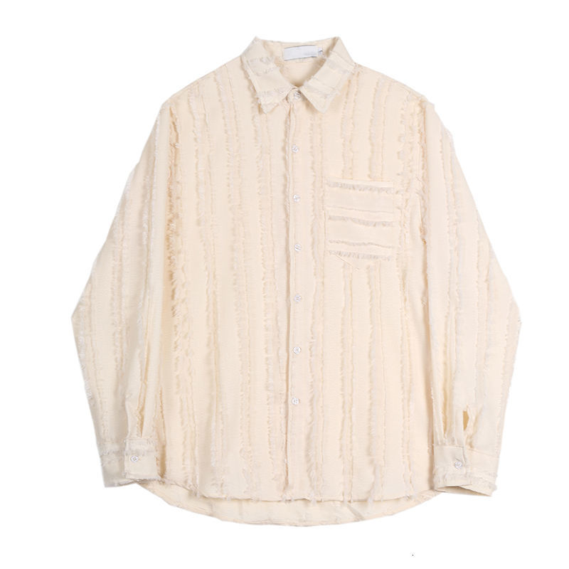 IEFB Korean Trend Niche Apricot Long Sleeve Men's Shirt Lapel Causal Niche Single Pocket Shirts For Male 9Y7543 210524