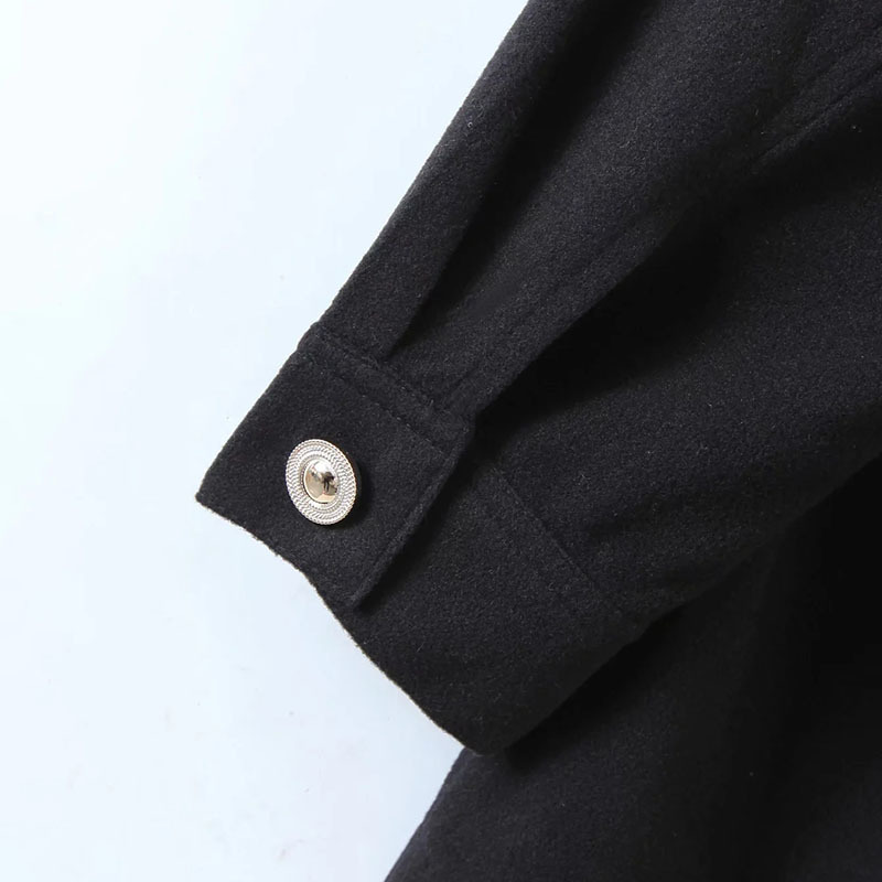 Women Fashion Simplicity Black Chest Pocket Decoration Jacket Female Single-Breasted Lapel Long Sleeve Coat Chic Top 210520