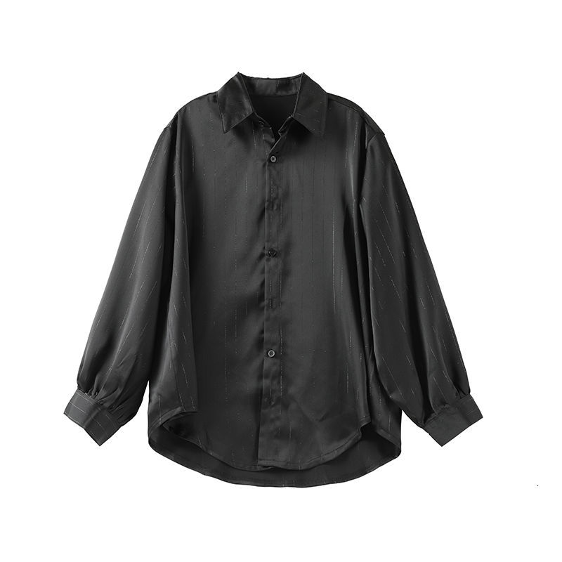 IEFB Summer Satin Fashion White Shirts For Men Korean Black Office Style Fashion Trendy Shiny Loose Casual Shirt 9Y7010 210524