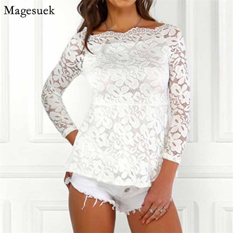 Sexy Hollow Out Slash Collar Lace Tops Autumn Long Sleeve Blouse Women Causal Feminine White Blusas 10435 210518, Dark blue
Sexy Hollow Out Slash Collar Lace Tops Autumn Long Sleeve Blouse Women Causal Feminine White Blusas 10435 210518, Dark blue