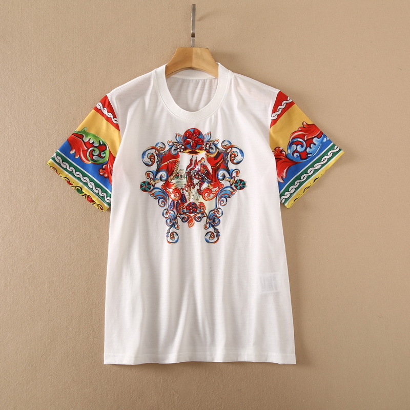 Europe and the United States women's clothing New Summer 2021 Short sleeved beaded court printed fashion cotton T-shirt, White
Europe and the United States women's clothing New Summer 2021 Short sleeved beaded court printed fashion cotton T-shirt, White