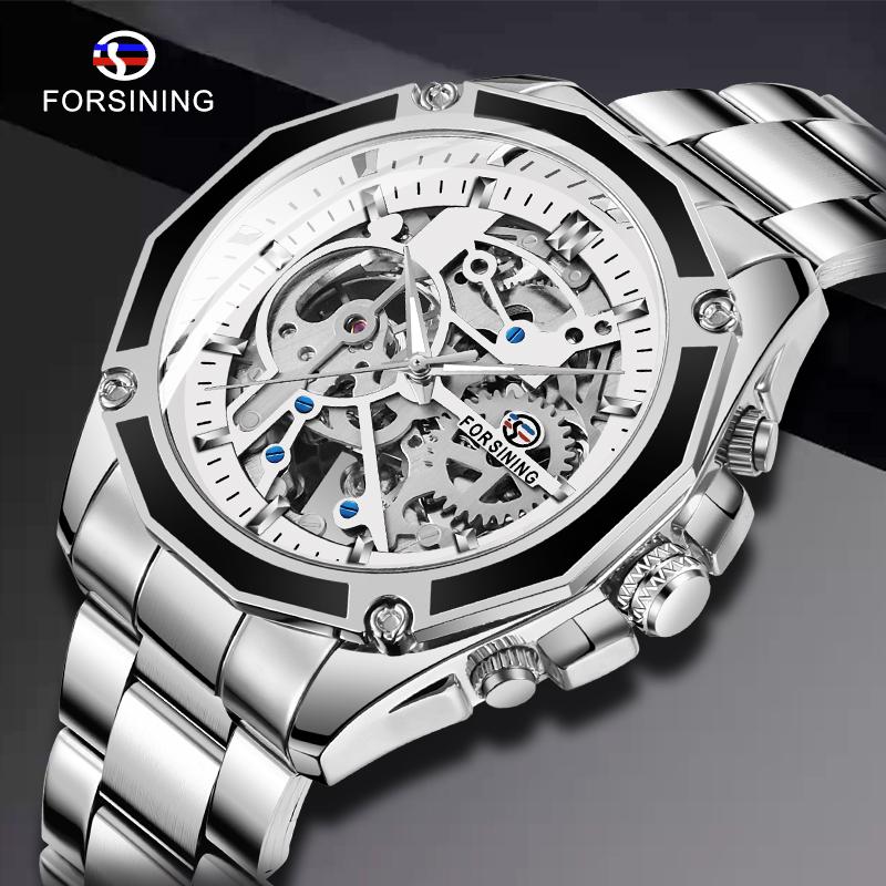 Forsining Stainless Steel Waterproof Mens Skeleton Watches Top Transparent Mechanical Sport Male Wrist Wristwatches, Silver black
Forsining Stainless Steel Waterproof Mens Skeleton Watches Top Transparent Mechanical Sport Male Wrist Wristwatches, Silver black