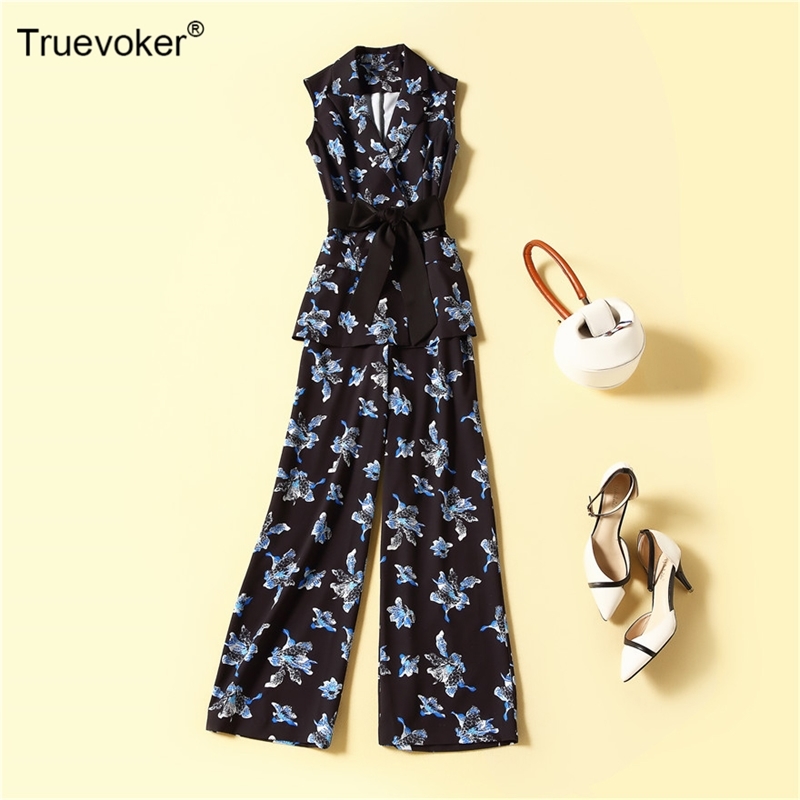 Truevoker Runway Designer Print Jumpsuit Women's High Street Fashion Notch Collar Tied Waist Sashes Office Lady Wide Leg Overall 210602, Deep blue
Truevoker Runway Designer Print Jumpsuit Women's High Street Fashion Notch Collar Tied Waist Sashes Office Lady Wide Leg Overall 210602, Deep blue