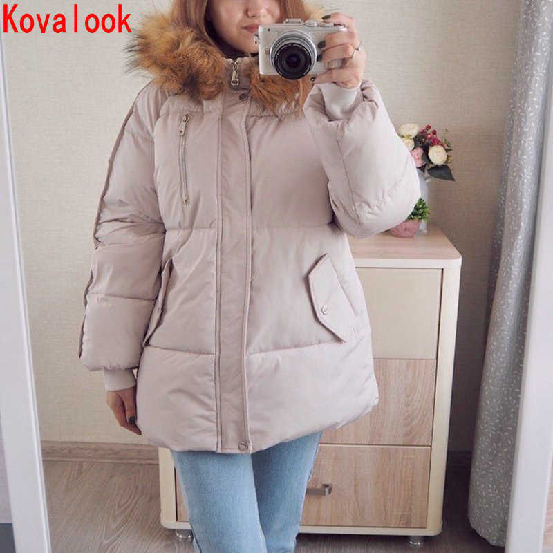 Womens Winter Jacket And Beige Coat Cotton Jackets Warm Outwear Overcoat Korean M-long Style Loose Clothes 210819
