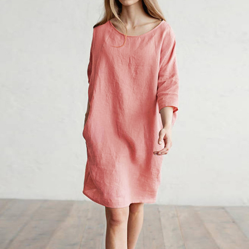 Linen Women Dresses Half Sleeve O Neck Pockets Loose Casual Ladies Dress Plus Size Fashion Vintage Beach Solid Clothes 210518, Black
Linen Women Dresses Half Sleeve O Neck Pockets Loose Casual Ladies Dress Plus Size Fashion Vintage Beach Solid Clothes 210518, Black