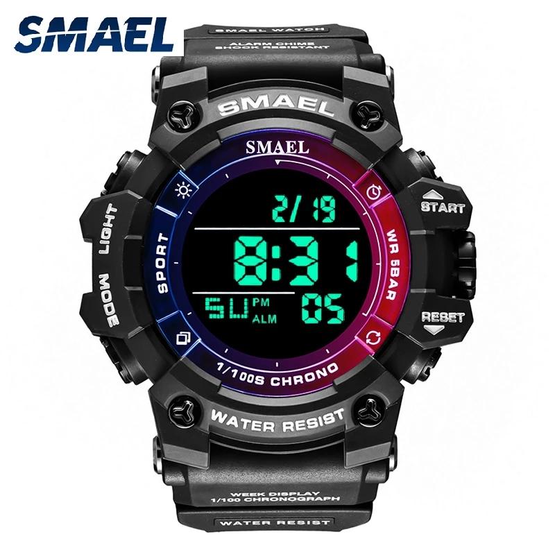 Wristwatches SMAEL Digital Display Sports Men's Watch 50 Meters Water Resistance, Stopwatch Timer, Automatic Date Update, Luminous Dial, Black
Wristwatches SMAEL Digital Display Sports Men's Watch 50 Meters Water Resistance, Stopwatch Timer, Automatic Date Update, Luminous Dial, Black