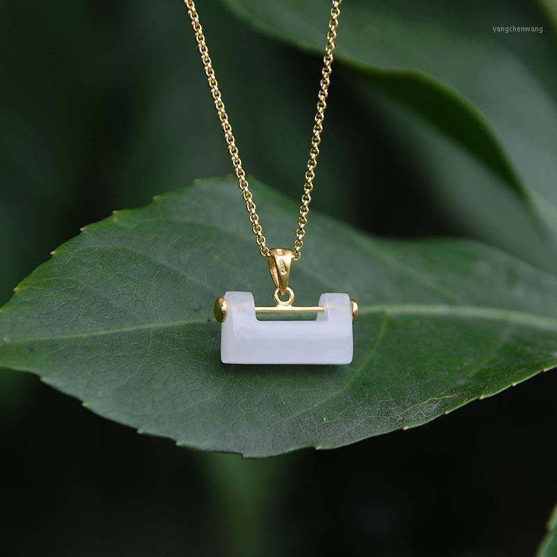 Chains Sterling Silver Natural Hetian White Jade Pendant Necklace Chinese Style Unique Ethnic Ancient Gold Craft Ladies Jewelry
Chains Sterling Silver Natural Hetian White Jade Pendant Necklace Chinese Style Unique Ethnic Ancient Gold Craft Ladies Jewelry