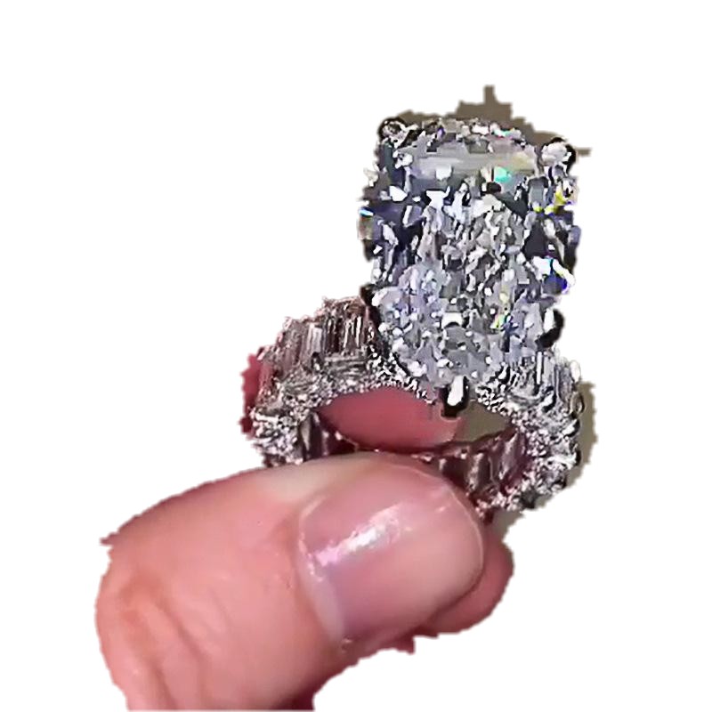 10CT Big Diamond Ring Vintage Jewelry 925 Sterling Silver Unique Cocktail Pear Cut White Topaz Gemstones Wedding Engagement Band R