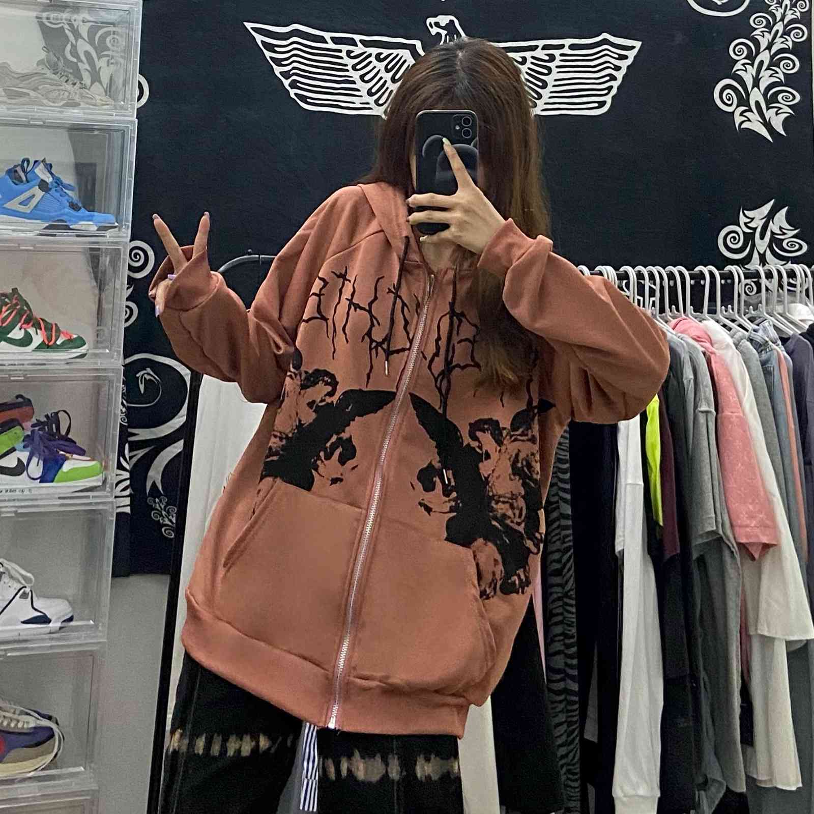 men's hoodies & sweatshirts coat with a hood, black angel pattern, jacket and zipper for women, hip-hop style, streetwear, harajuku, an
men's hoodies & sweatshirts coat with a hood, black angel pattern, jacket and zipper for women, hip-hop style, streetwear, harajuku, an