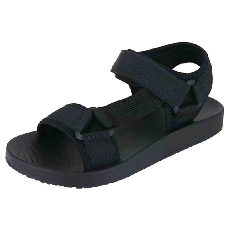 Sandals 2021 Summer Women Shoes Black Leather Flat Beach Ladies Fashion Roma Solid Peep Toe Casual Sandales