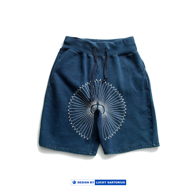 Richao Kapital style chrysanthemum embroidery blue dye washed cotton terry shorts men's fashion, White;black
Richao Kapital style chrysanthemum embroidery blue dye washed cotton terry shorts men's fashion, White;black