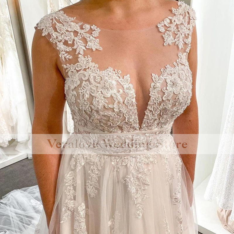 Custom Made Lace Wedding Dress 2022 White Weddings Bridal Gowns Scoop Robe de mariage