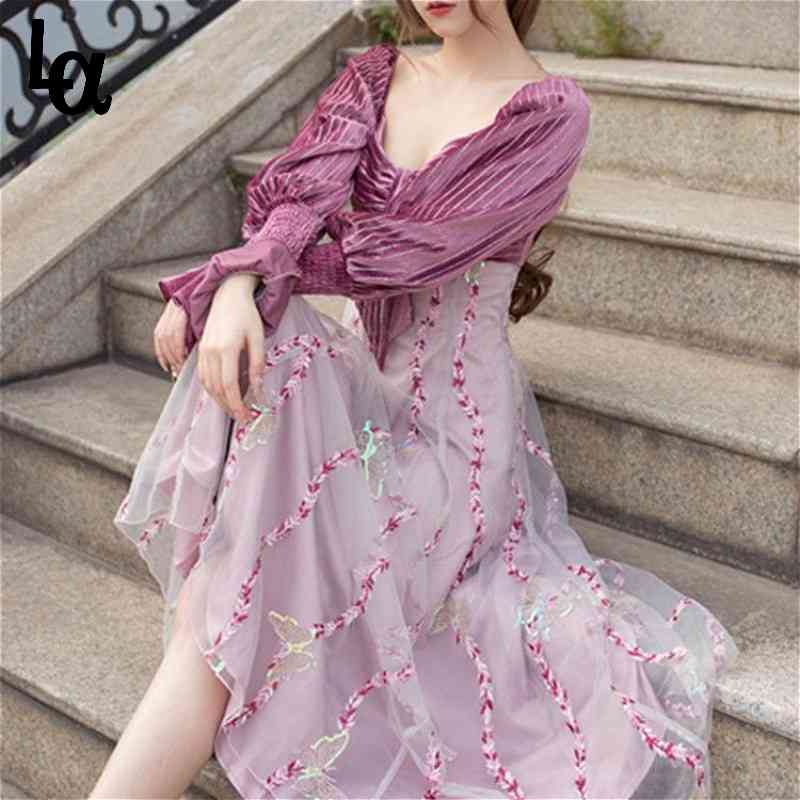 French Vintage Dress Women Elegant Patchwork Party Evening Midi female Long Sleeve Korean 210519, As picture
French Vintage Dress Women Elegant Patchwork Party Evening Midi female Long Sleeve Korean 210519, As picture