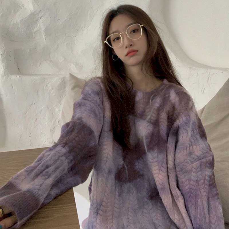 Autumn and winter round neck striped sweater female students loose wild long-sleeved pullover jacket Korean retro Ho 210526, Purple
Autumn and winter round neck striped sweater female students loose wild long-sleeved pullover jacket Korean retro Ho 210526, Purple