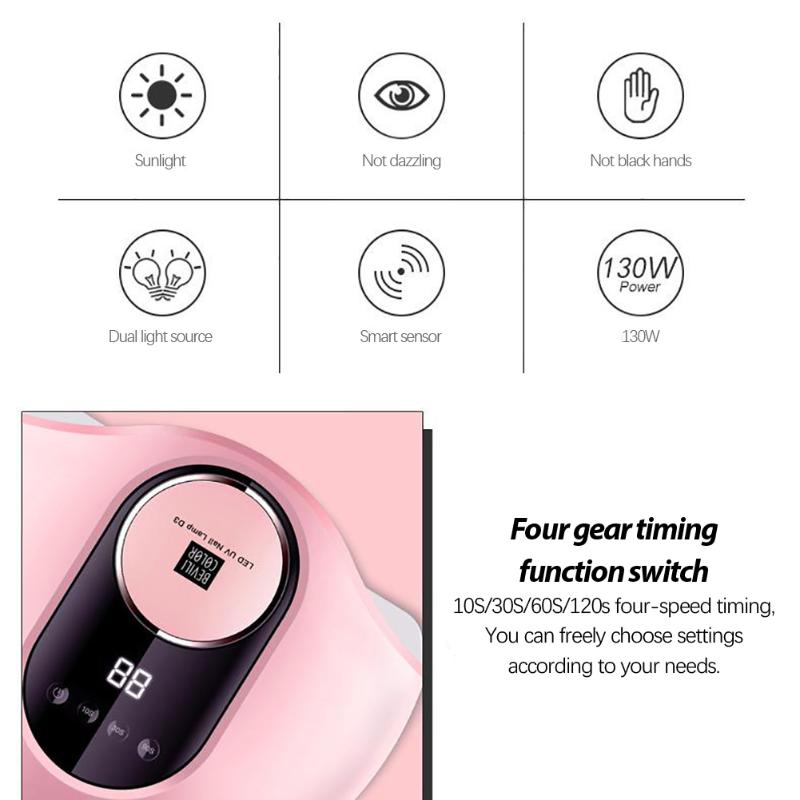 Nail Dryers Professional 130W Dryer Powerful UV LED Lamp Manicure Apparatus Potherapy Quick-drying Gel