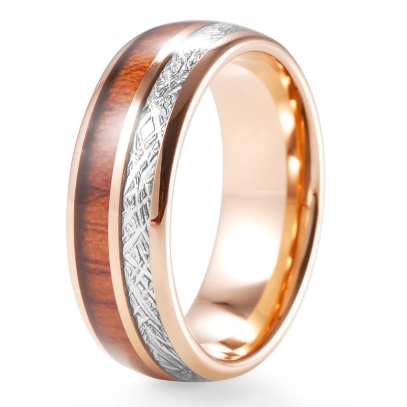 Wedding Rings Meteorite And Koa Wood Double Inlay Rose Gold Tungsten Carbide Ring 6MM Comfort Fit Band Womens Anniversary
Wedding Rings Meteorite And Koa Wood Double Inlay Rose Gold Tungsten Carbide Ring 6MM Comfort Fit Band Womens Anniversary
