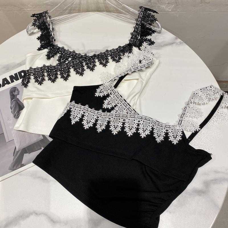 DEAT Women Lace Cross Sling Vest Arrivals Backless Sexy Solid Color Temperament Fashion Spring Summer 11D1287 210709