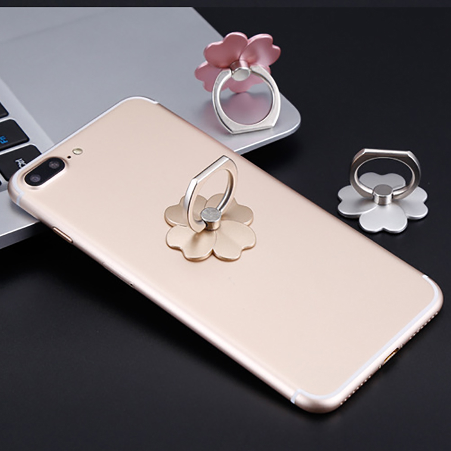 4 Leaf Clover Finger Ring Grip Holder 180° Flip 360 Degree Rotation Buckle Stand Mount Universal Bracket Kickstand for Cell Phones Tablets
