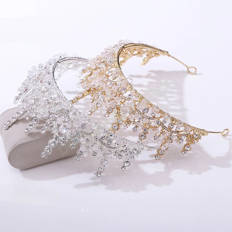 Wedding Tiaras Crown For Women Pearl Crystal Rhinestone Headwear Princess Queen Diadem Bridal Hair Accessories Jewlery