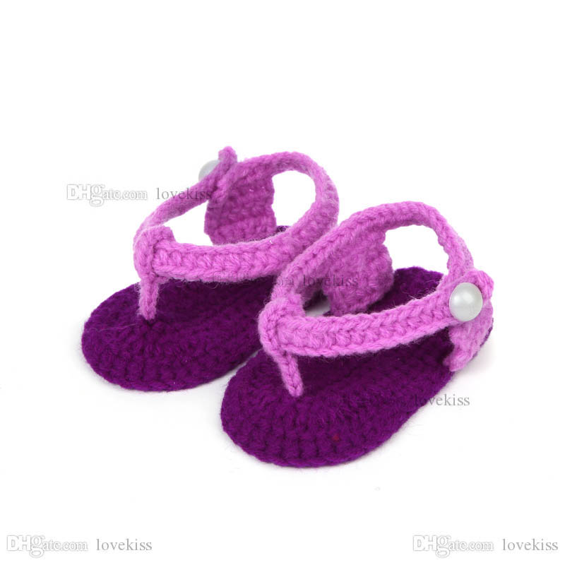 Baby Shoes Girls Boys First Walker Shoe Newborn Crochet Hand Knitted Footwear Cute Cartoon Flower B64532699229